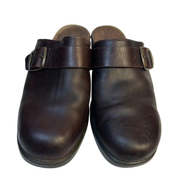 Vintage Women’s Clogs Y2K Brown Leather Chunky Heel 7.5 estimated size** - Picture 2 of 10